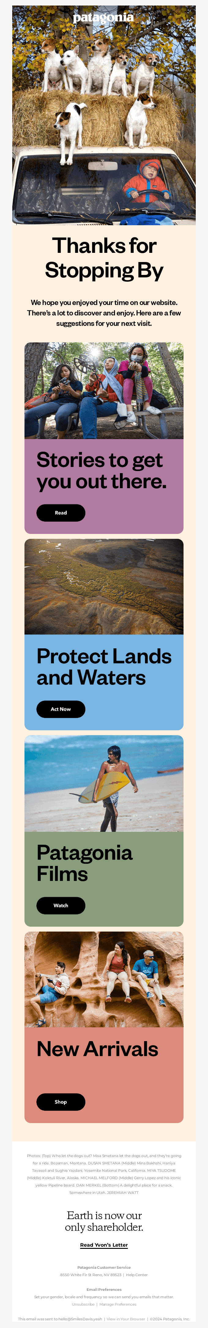 Patagonia email design example