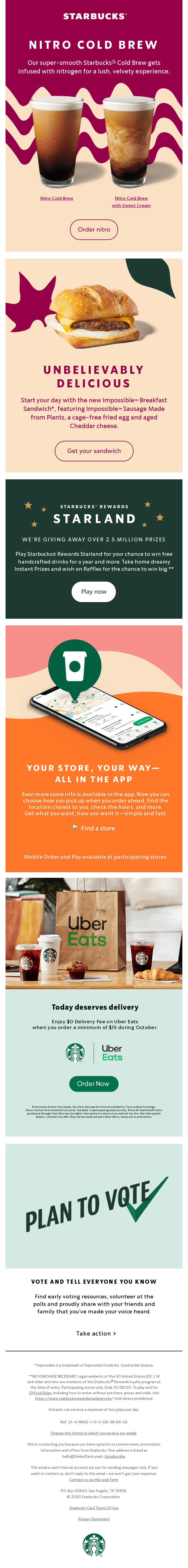 Starbucks email design example